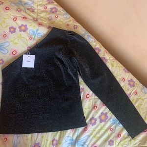 ❤️SPARKLY BLACK ONE SHOULDER LONG SLEEVE TOP❤️